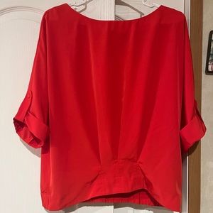 Red shirt sleeve blouse